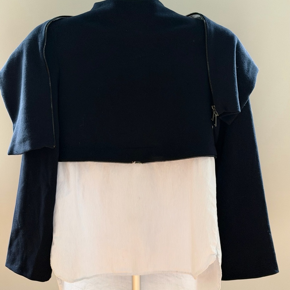 Zara Layered Zipper Blue White Blouse Top – XS - Picture 8 of 11